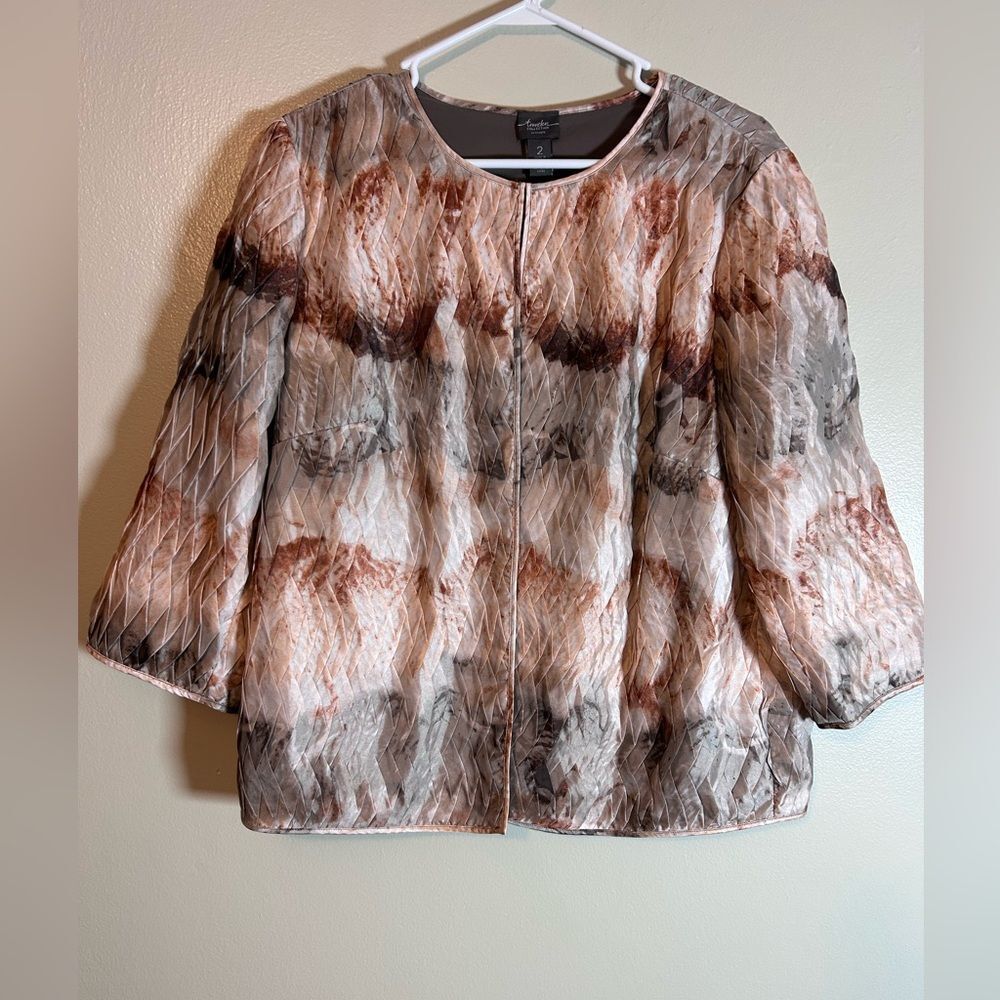 Travelers by Chico's Pleated Artisan Blazer Lined Chico 2 size Large 12 - 14